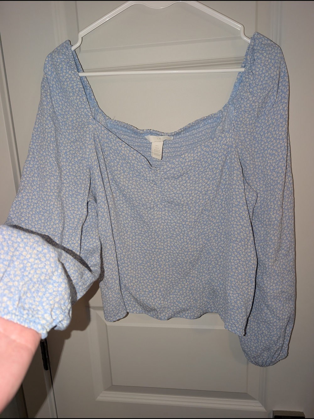 H&M Light Blue Floral Off-Shoulder Top